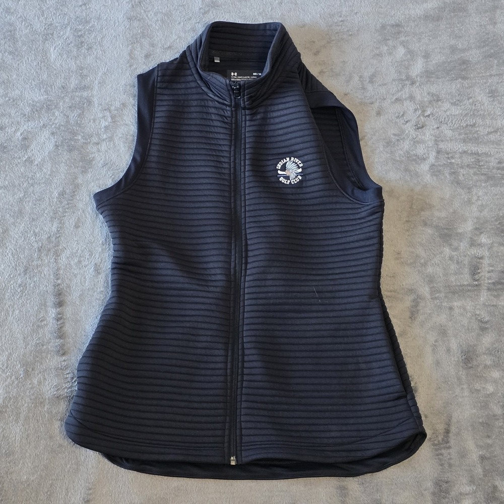 Under Armour Vest Womens M Black ColdGear Ribbed Full Zip Indian River Golf